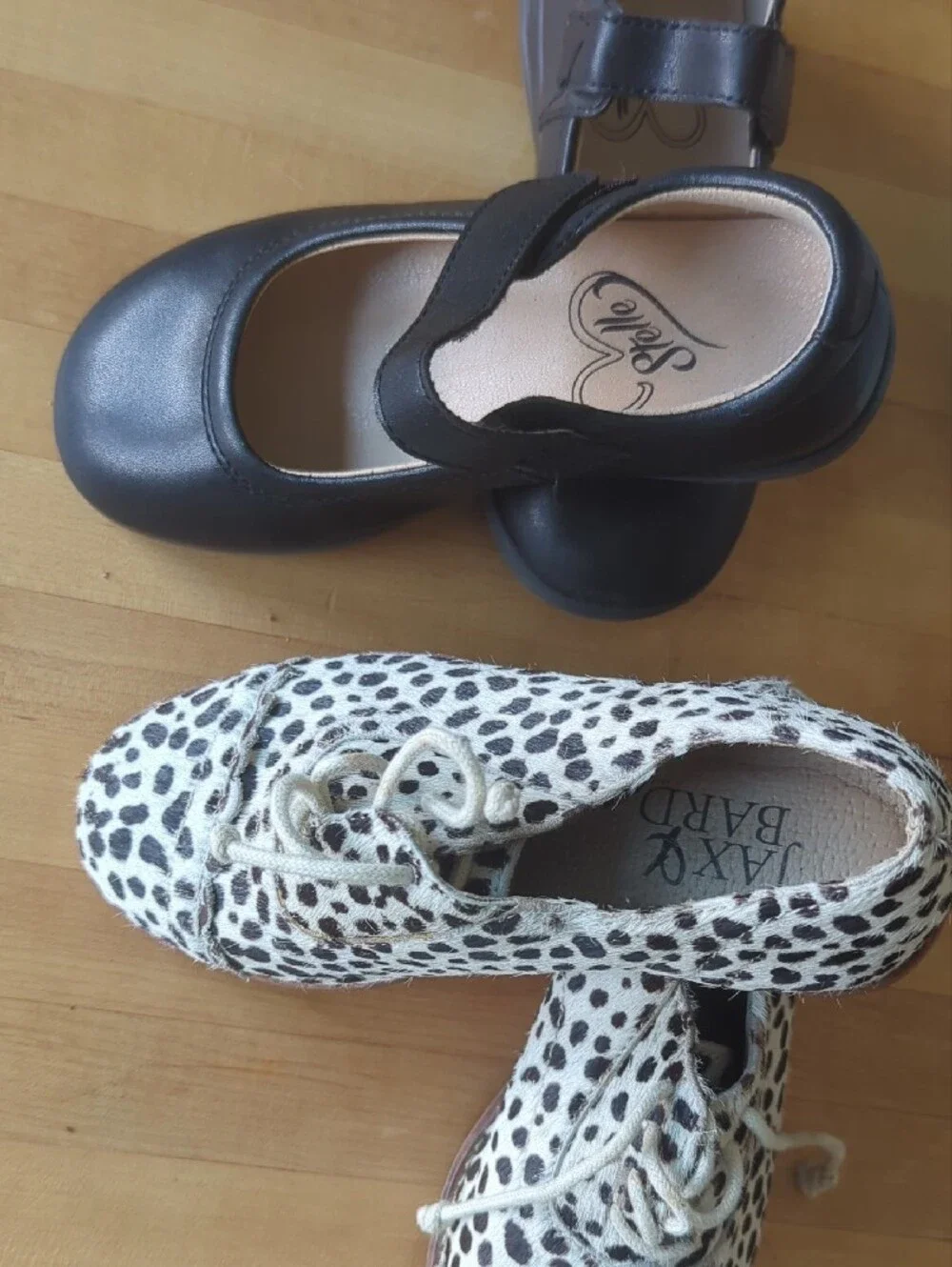 Two Pair Bundle Size 11 Leapord Print And Black Leather Kids